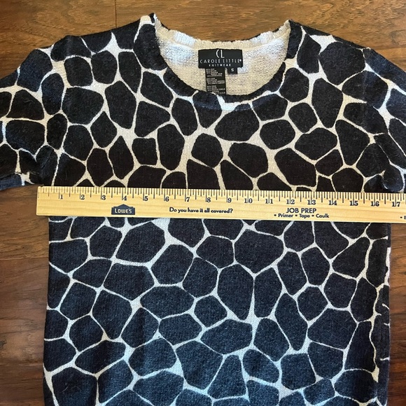Carole Little Silk Angora Blend Giraffe Animal Print Short Sleeve Sweater - Picture 6 of 7